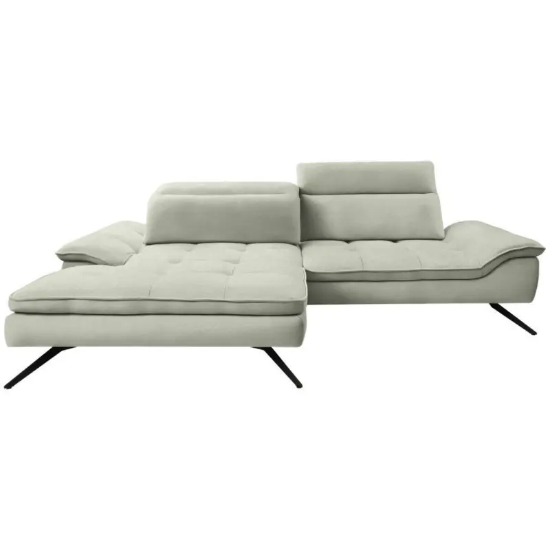 Ecksofa in Chenille Greige 179-202/288 cm