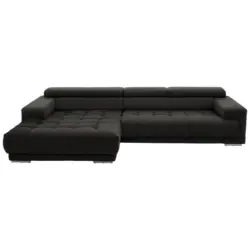 Ecksofa in Mikrofaser Grau 190/335 cm