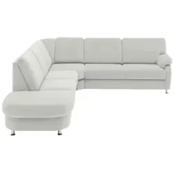 Ecksofa in Flachgewebe Hellgrau 287/274 cm