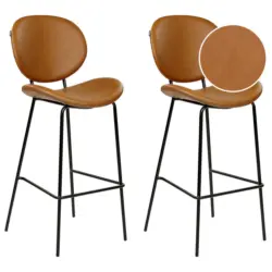 Barstuhl 2er-Set Kunstleder goldbraun/schwarz Luana