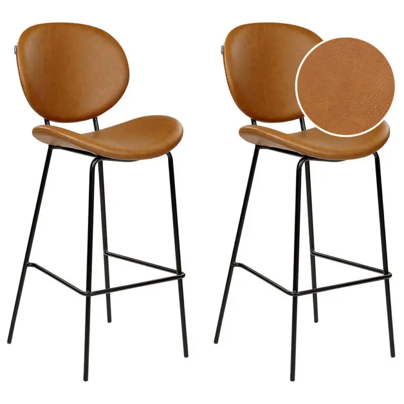 Barstuhl 2er-Set Kunstleder goldbraun/schwarz Luana