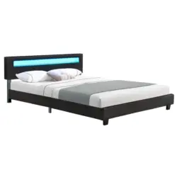 Polsterbett Paris schwarz 180x200cm mit Matratze und LED (16 Farben)