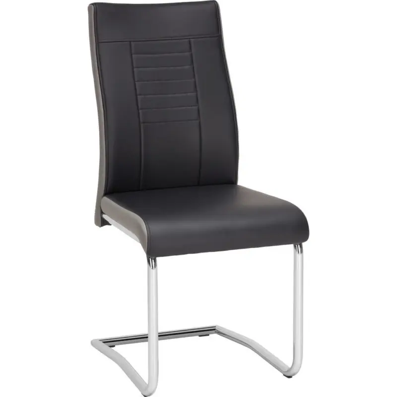 Schwingstuhl Lederlook Grau, Schwarz