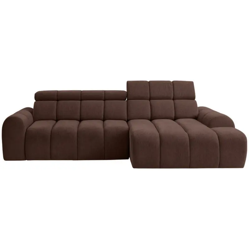 Ecksofa in Chenille Dunkelbraun 290/152 cm