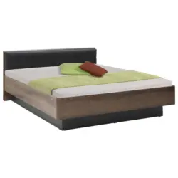 Bett 180/200 cm in Schwarz, Eichefarben