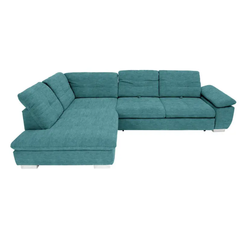 Ecksofa in Chenille T&uuml;rkis, Petrol 242/313 cm