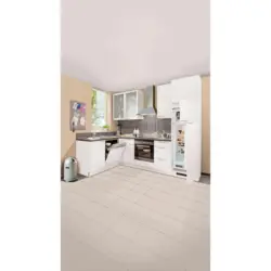 Eckk&uuml;che 175/275 cm in Wei&szlig;, Eichefarben