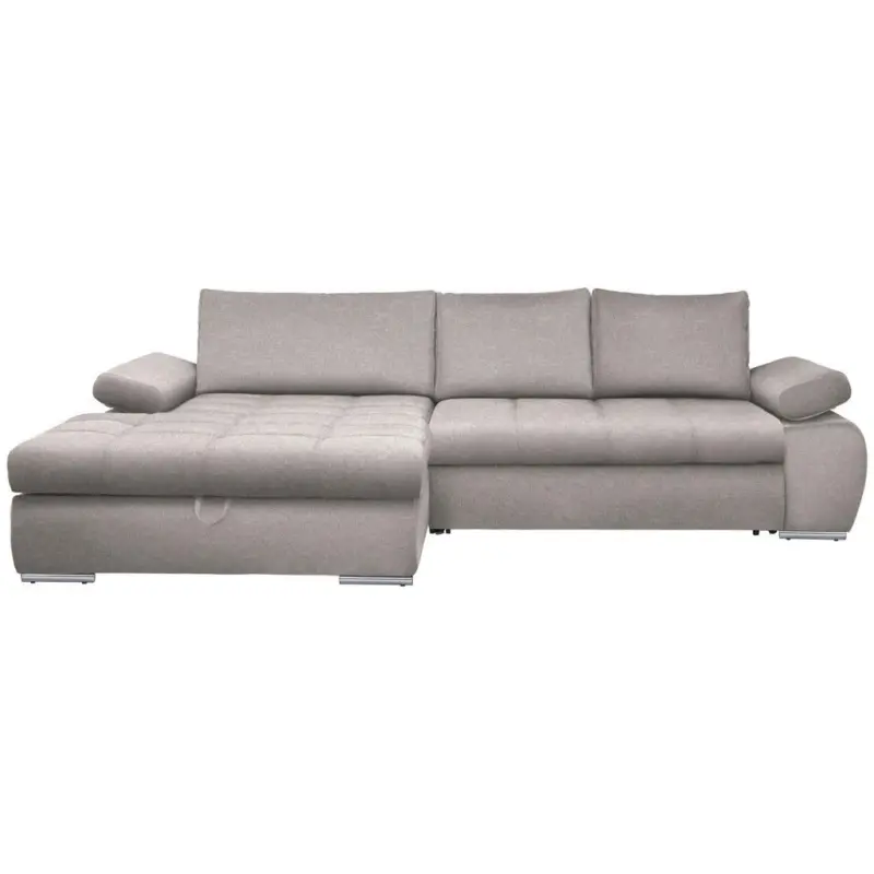 Ecksofa in Flachgewebe Hellgrau 173/294 cm