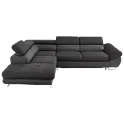 Ecksofa in Webstoff Schwarz, Dunkelgrau 235/280 cm