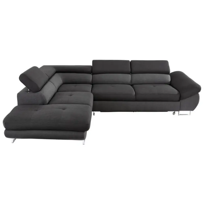 Ecksofa in Webstoff Schwarz, Dunkelgrau 235/280 cm