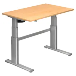 Schreibtisch 120/80/66-130 cm Silberfarben, Ahornfarben elektrisch h&ouml;henverstellbar