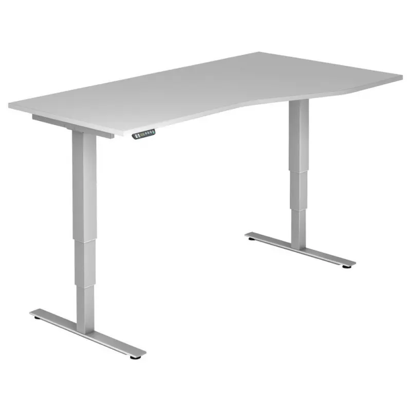 Schreibtisch 180/80-100/63,5-128,5 cm Grau, Silberfarben elektrisch h&ouml;henverstellbar