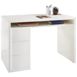Schreibtisch 110/60/75 cm Wei&szlig; Stauraum