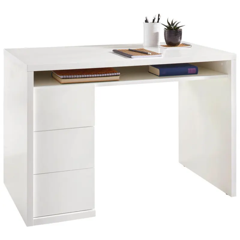 Schreibtisch 110/60/75 cm Wei&szlig; Stauraum