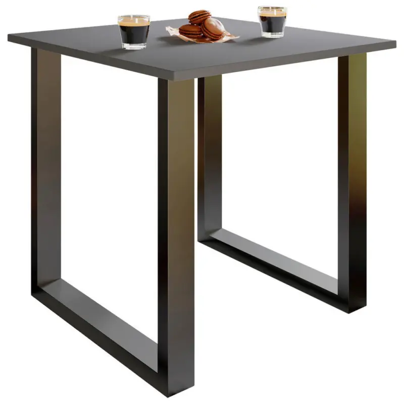 Esstisch 80/80/76 cm Nachbildung Holzwerkstoff Anthrazit, Schwarz