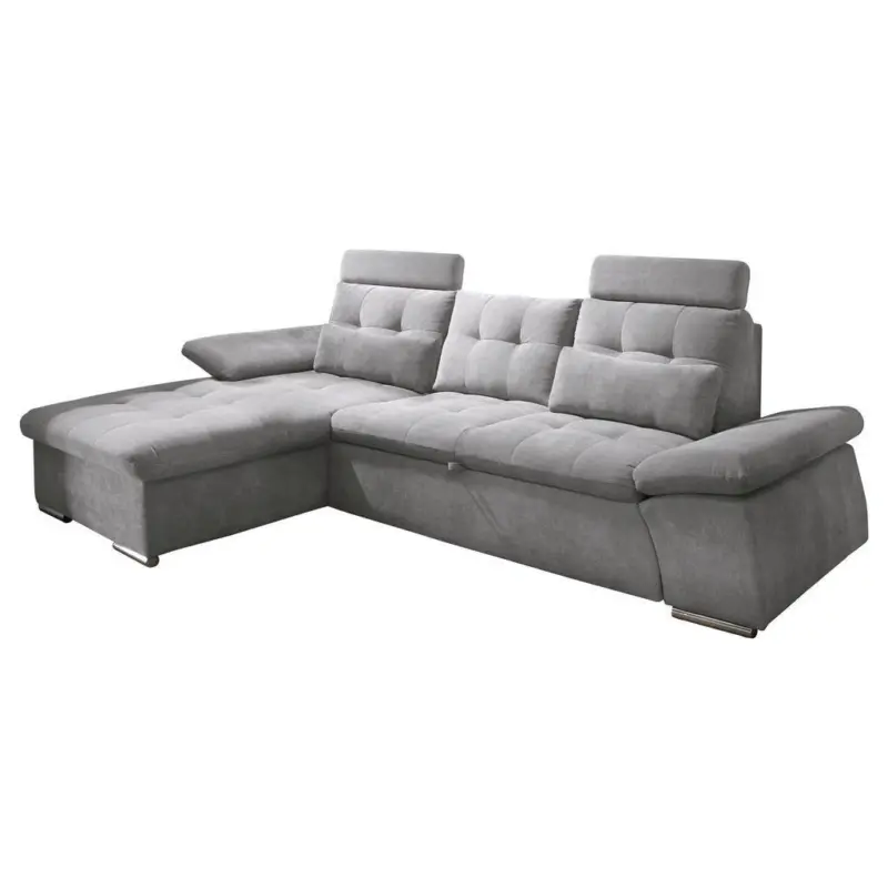 Ecksofa in Mikrovelours Grau 170/268 cm