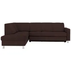 Ecksofa in Flachgewebe Braun 198/256 cm