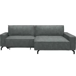 Ecksofa in Mikrovelours Graugr&uuml;n 246/164 cm