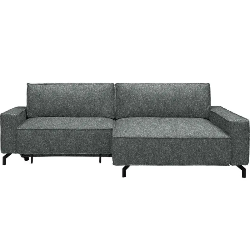Ecksofa in Mikrovelours Graugr&uuml;n 246/164 cm