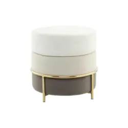 Hocker in Metall, Textil, Holzwerkstoff Creme, Goldfarben