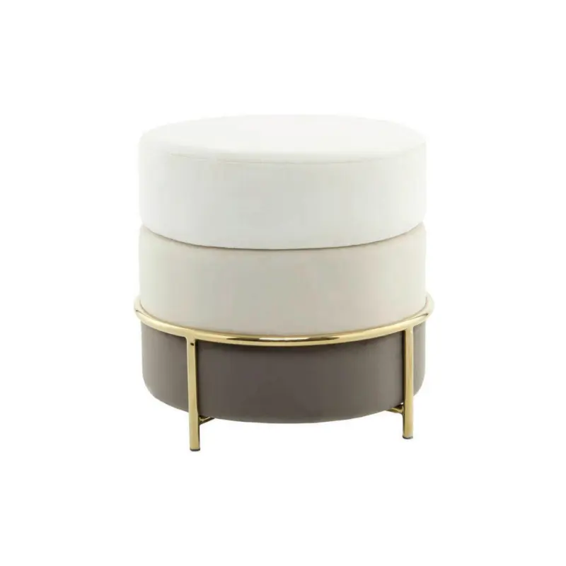 Hocker in Metall, Textil, Holzwerkstoff Creme, Goldfarben