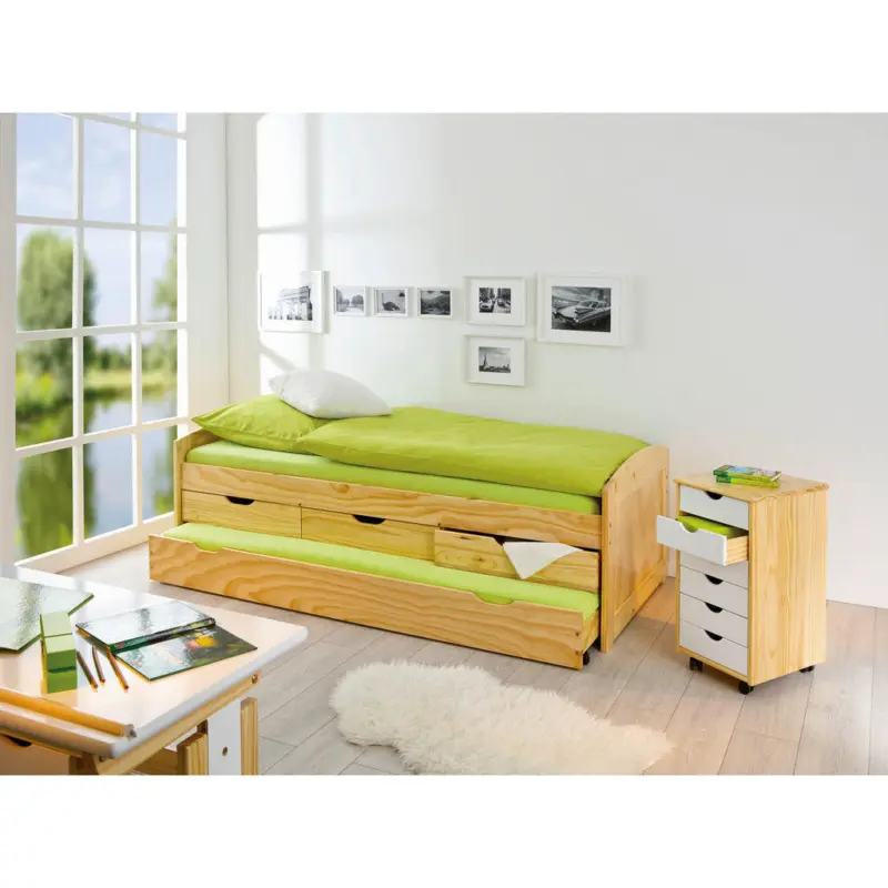 Ausziehbett 90/200 cm in Kieferfarben
