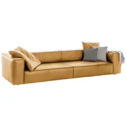 Viersitzer-Sofa around the block in Echtleder Gelb