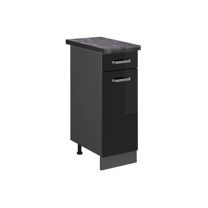 K&uuml;chenunterschrank R-Line Schwarz Hochglanz 30 cm , AP Anthrazit