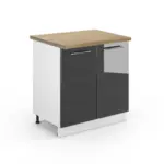 XXXLutz Lauterach - Ihr M&ouml;belhaus bei Bregenz Sp&uuml;lenunterschrank Fame-Line Anthrazit Hochglanz 80 cm mit Regal, AP Eiche