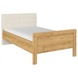 Bett 90/200 cm in Eichefarben, Champagner