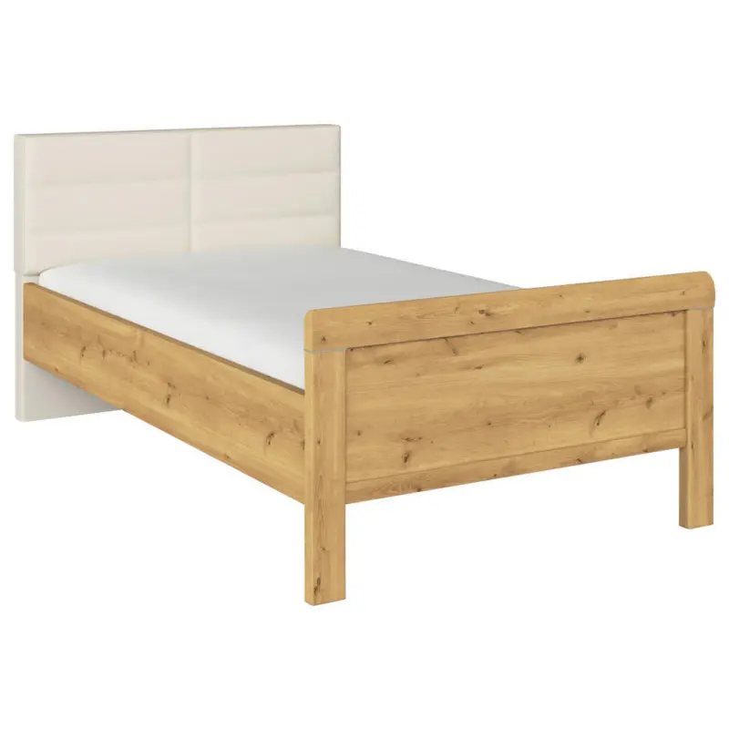 Bett 90/200 cm in Eichefarben, Champagner