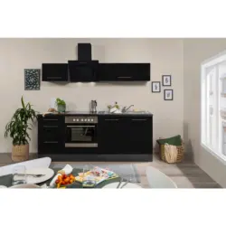 K&uuml;chenblock Premium 2.0 210 cm in Grau, Schwarz