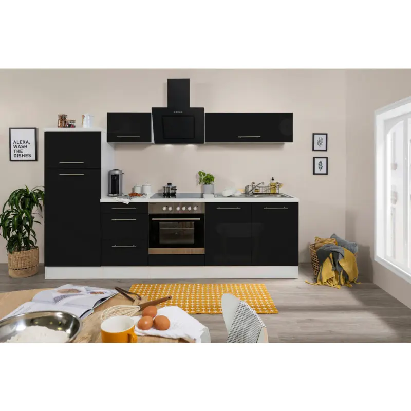 K&uuml;chenblock Premium 2.0 270 cm in Schwarz, Wei&szlig;