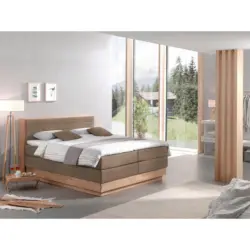 Boxspringbett 180/200 cm in Eichefarben, Beige