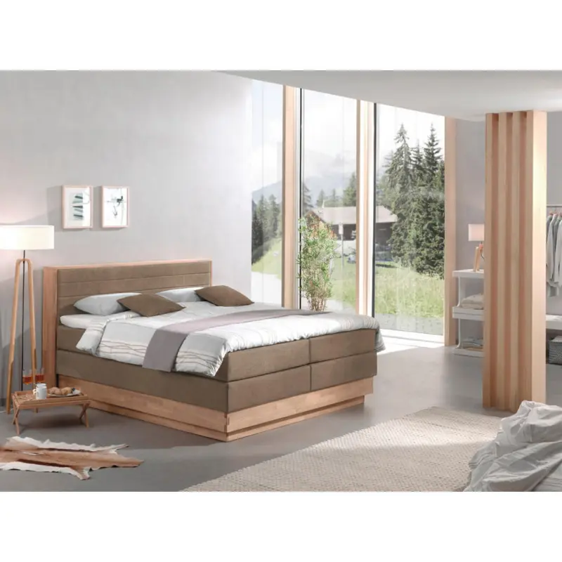 Boxspringbett 180/200 cm in Eichefarben, Beige