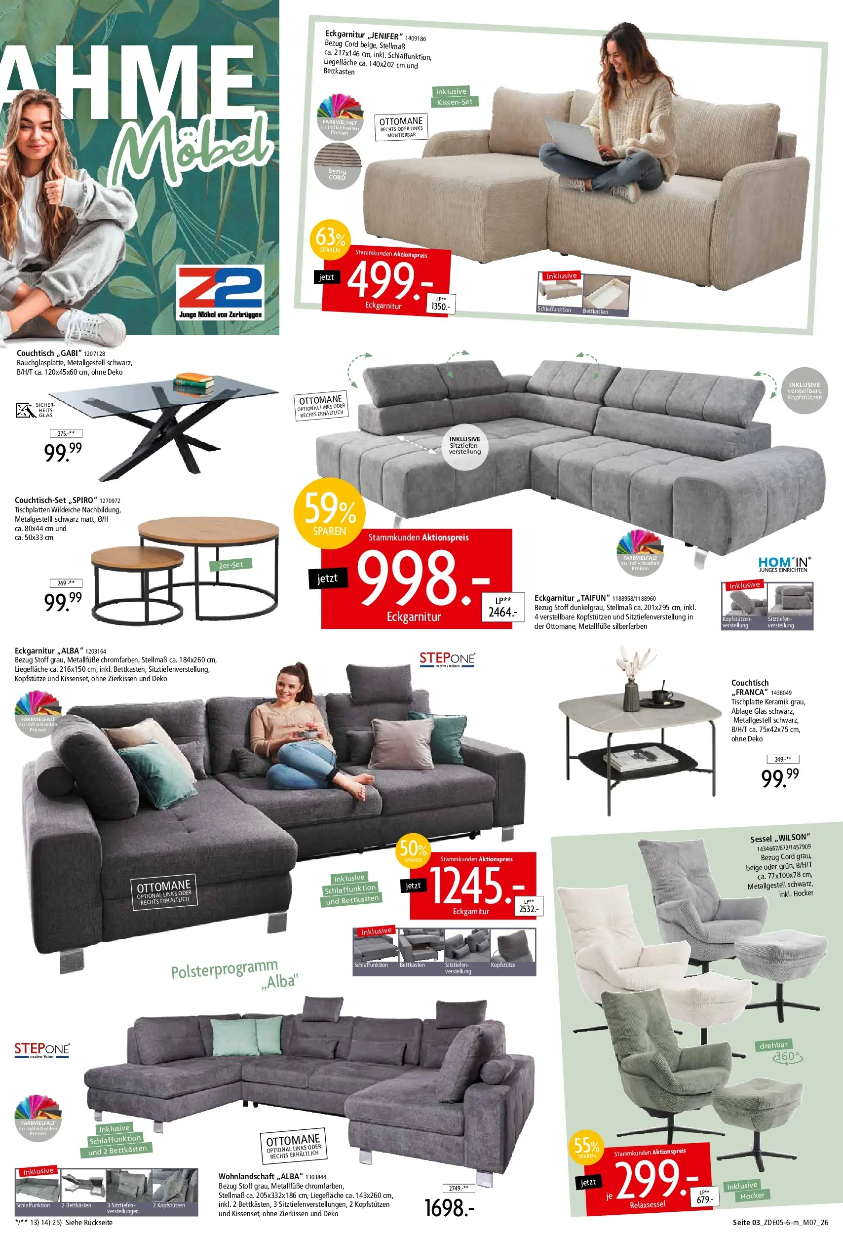 Zurbrüggen - Zurbrüggen: Unschlagbar günstig (ab 15.05.2026) zum Blättern | Seite: 3 | Produkte: Wohnlandschaft, Hocker, Relaxsessel, Couchtisch
