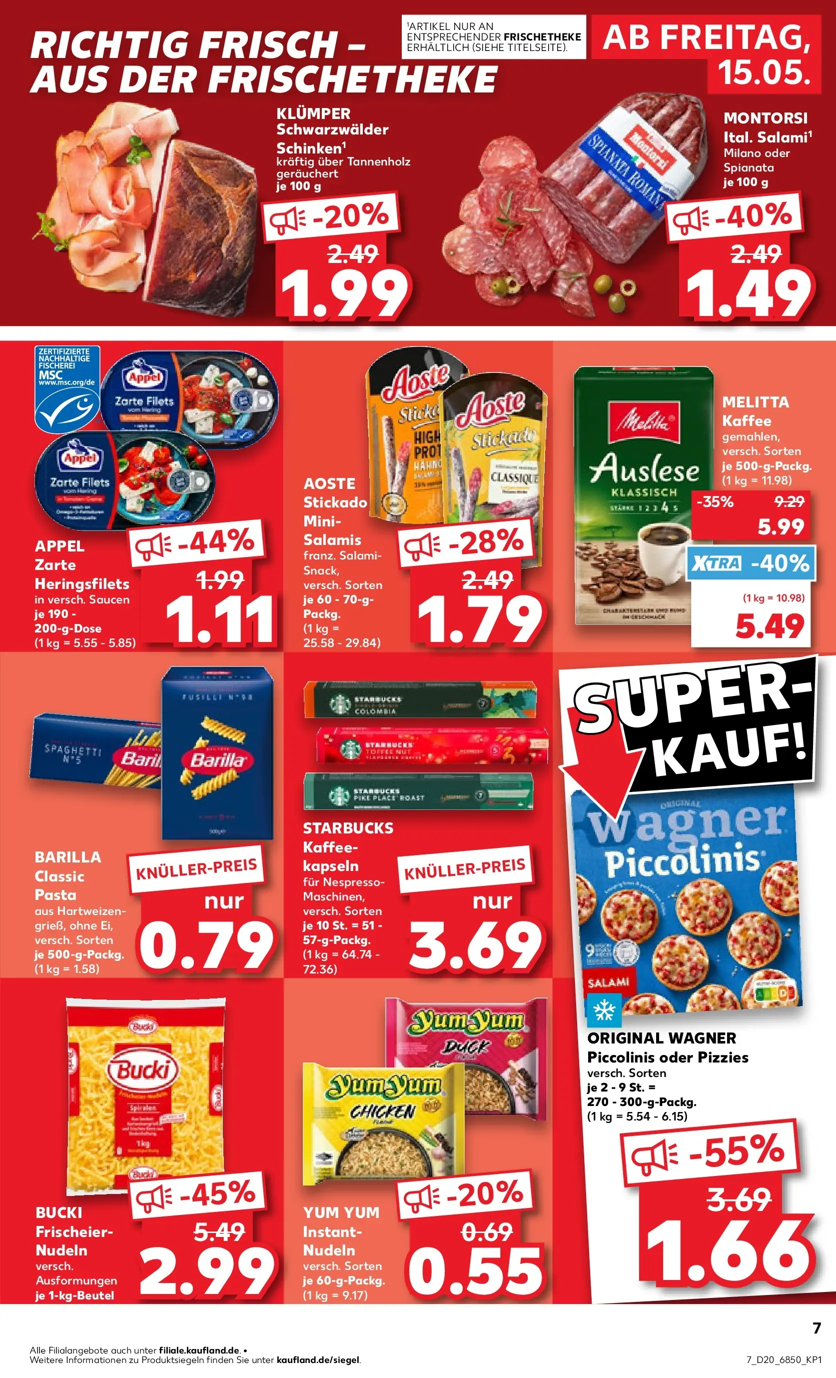Prospekt Kaufland ab 15.05.2026 » Angebote Online zum Blättern | Seite: 7 | Produkte: Melitta, Kaffee, Starbucks, Salami