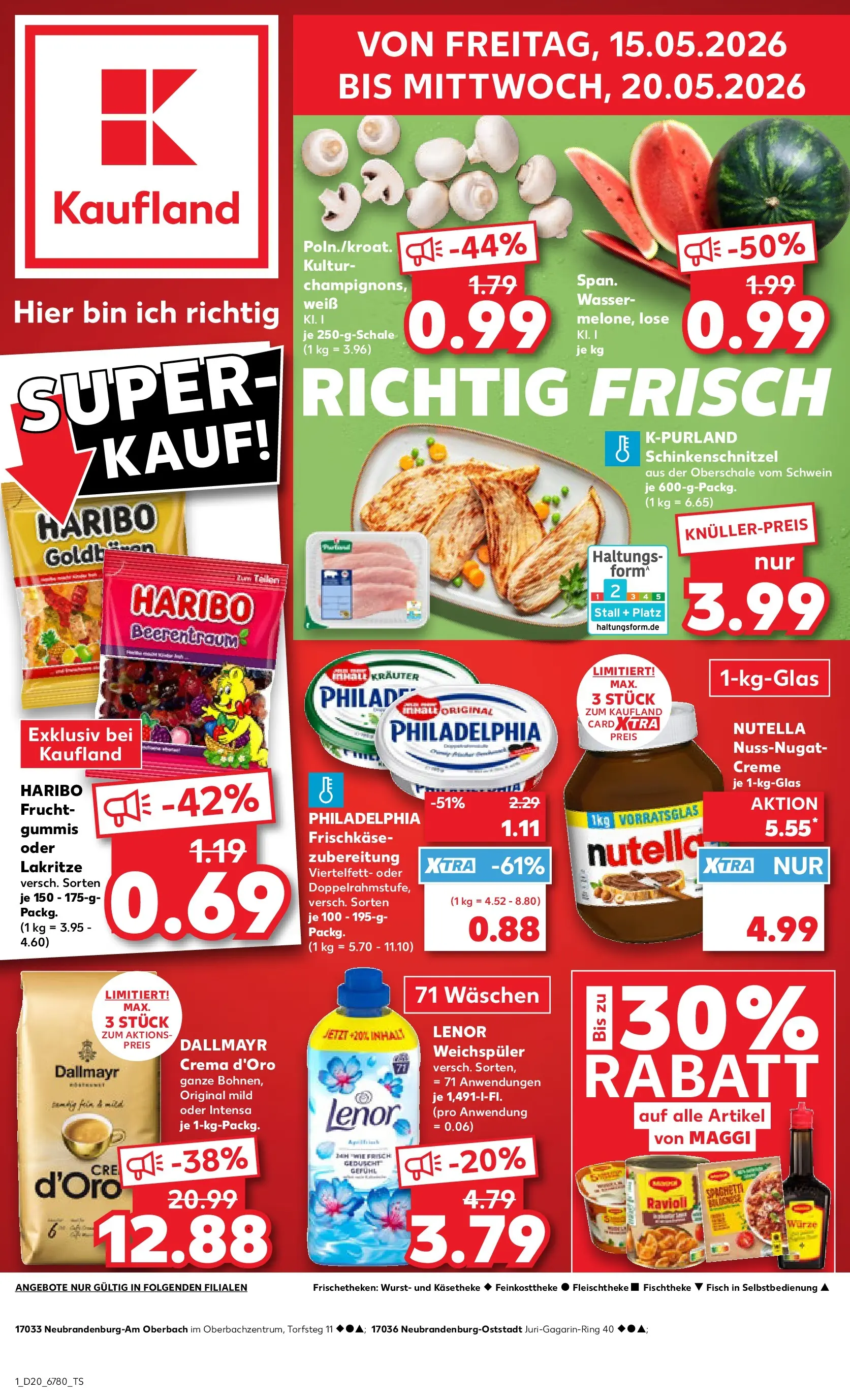 Prospekt Kaufland ab 15.05.2026 » Angebote Online zum Blättern | Seite: 1 | Produkte: Lenor, Weichspüler, Wurst, Frischkase