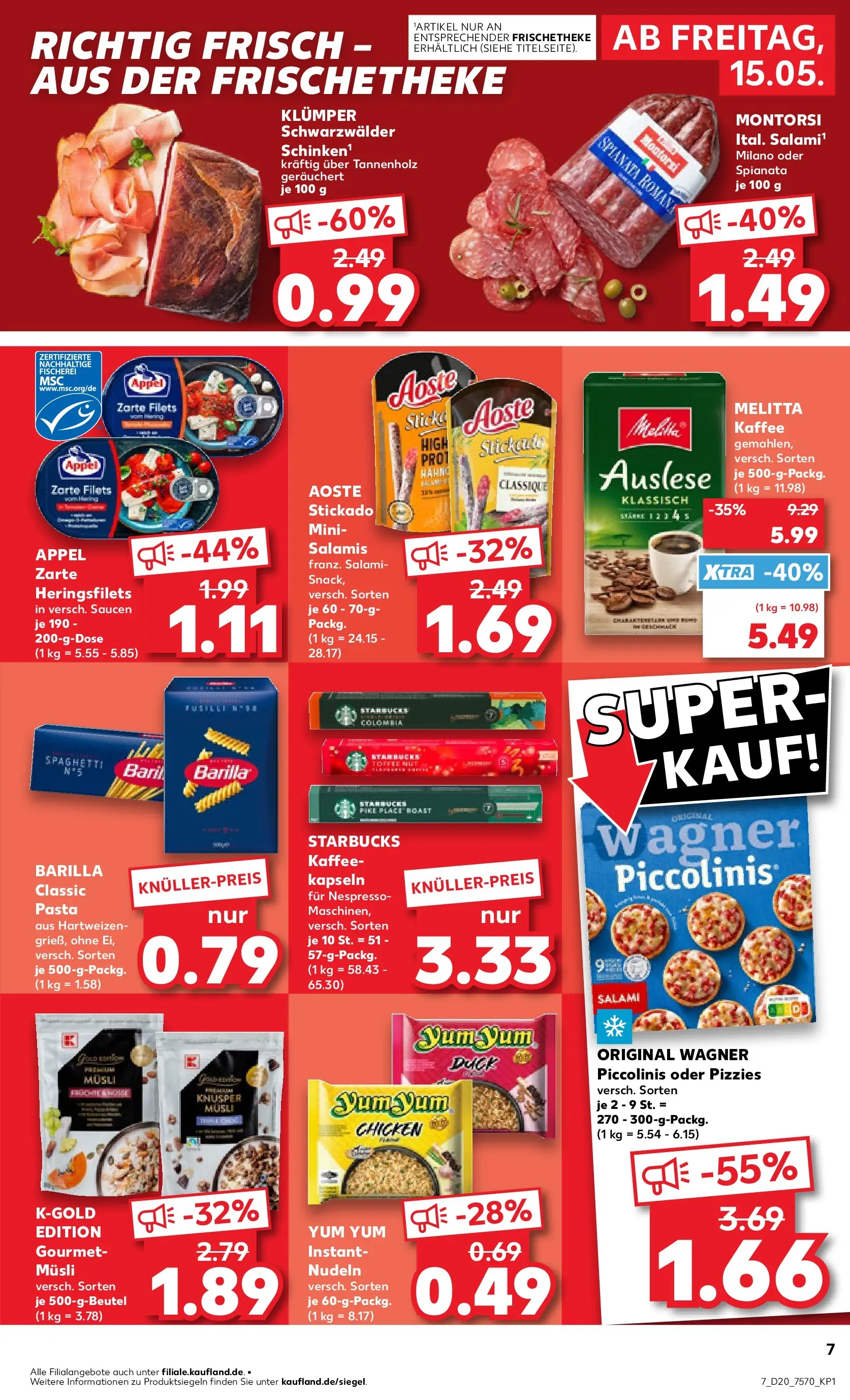 Prospekt Kaufland ab 15.05.2026 » Angebote Online zum Blättern | Seite: 7 | Produkte: Musli, Melitta, Starbucks, Nudeln