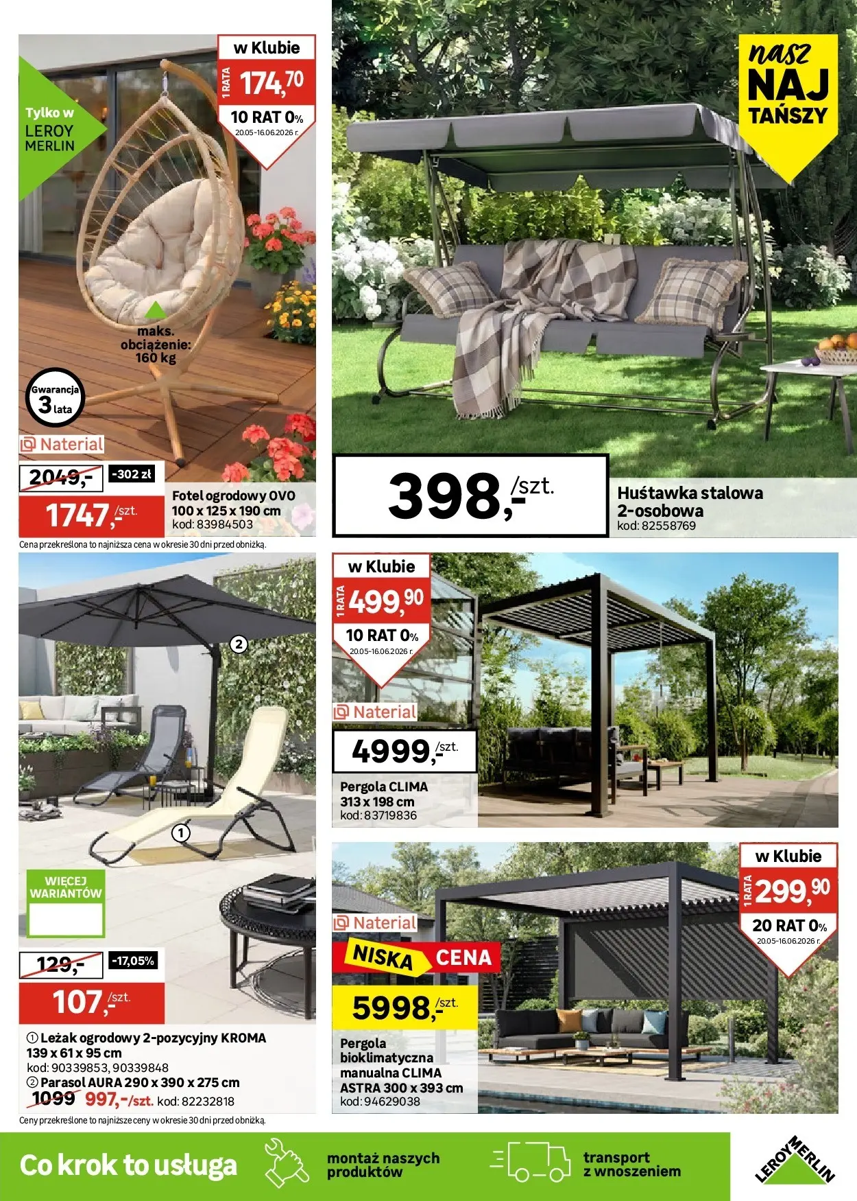 Leroy Merlin - Udany remont z Leroy Merlin do 16.06! od (19.05.2026 - 16.06.2026) | Strona: 3 | Produkty: Fotel ogrodowy, Parasol, Fotel, Leżak ogrodowy