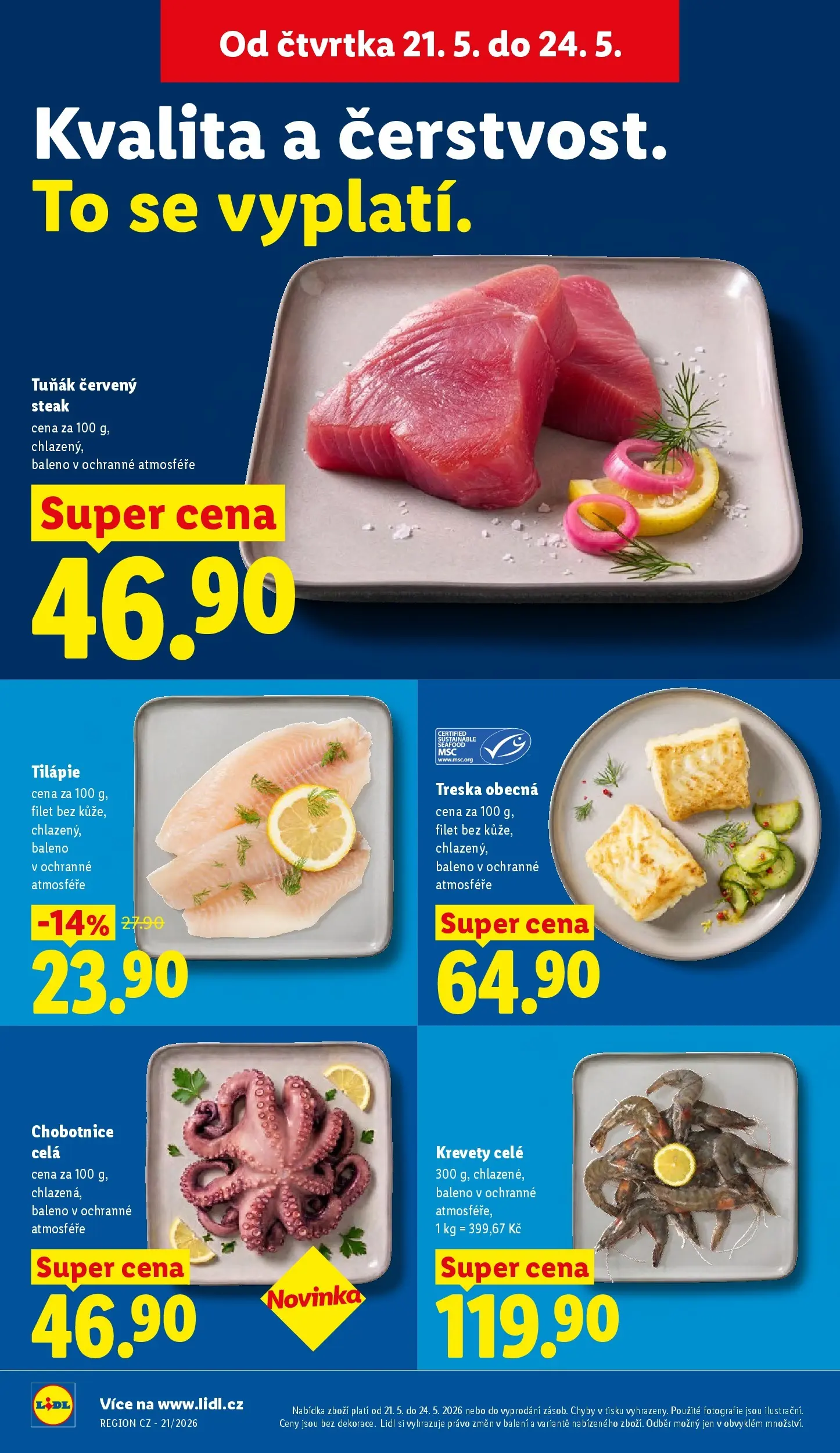 Lidl leták od 20.05.2026 - Nový akční leták | Strana: 12 | Produkty: Treska, Tilapie, Filet, Krevety