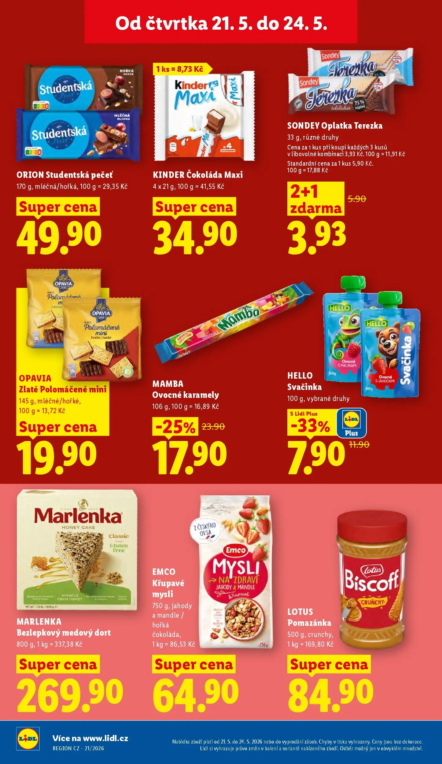 Lidl leták od 20.05.2026 - Nový akční leták | Strana: 18 | Produkty: Pomazánka, Horká čokoláda, Orion Studentská pečeť, Lotus