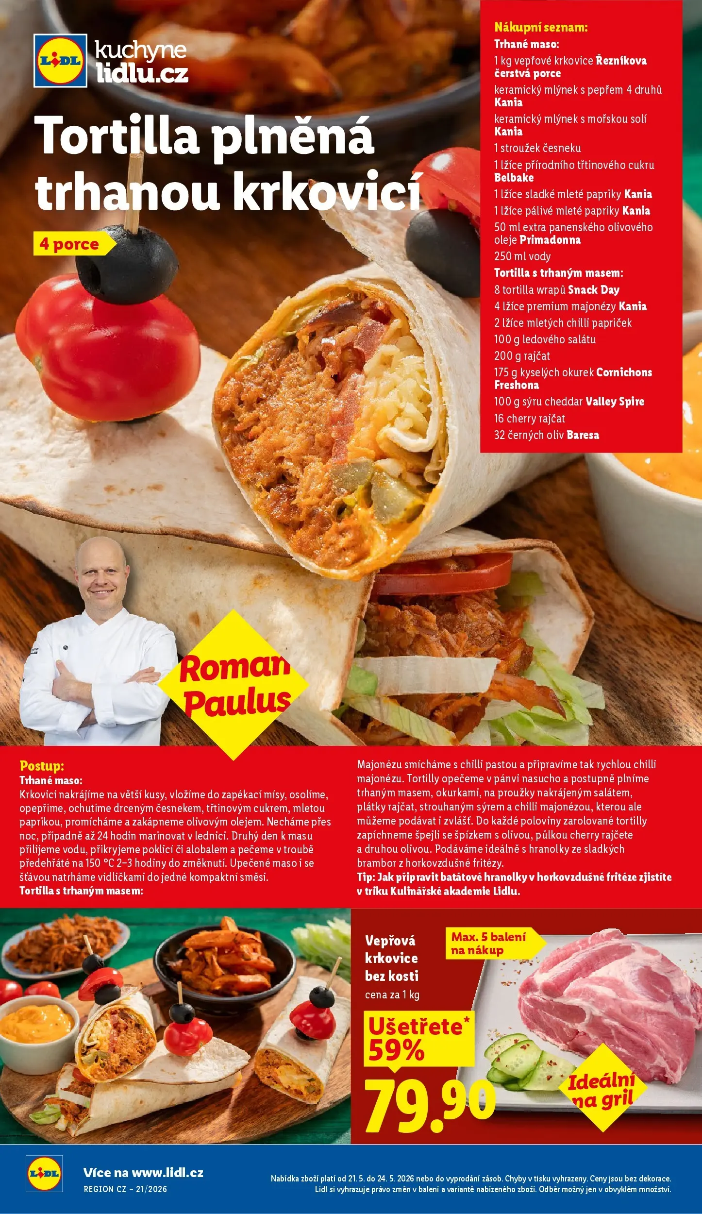 Lidl leták od 20.05.2026 - Nový akční leták | Strana: 47 | Produkty: Hodiny, Batátové hranolky, Krkovice bez kosti, Krkovice