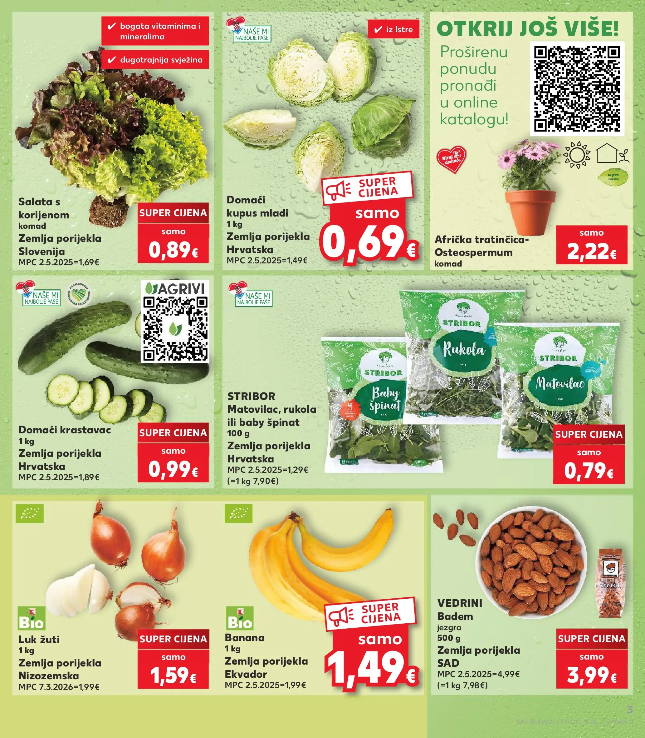 Kaufland - Kaufland katalog do 26.05.2026 novi od 19.05.2026 na listanje > letak digitalni | Stranica: 3 | Proizvodi: Špinat, Luk, Kupus, Badem