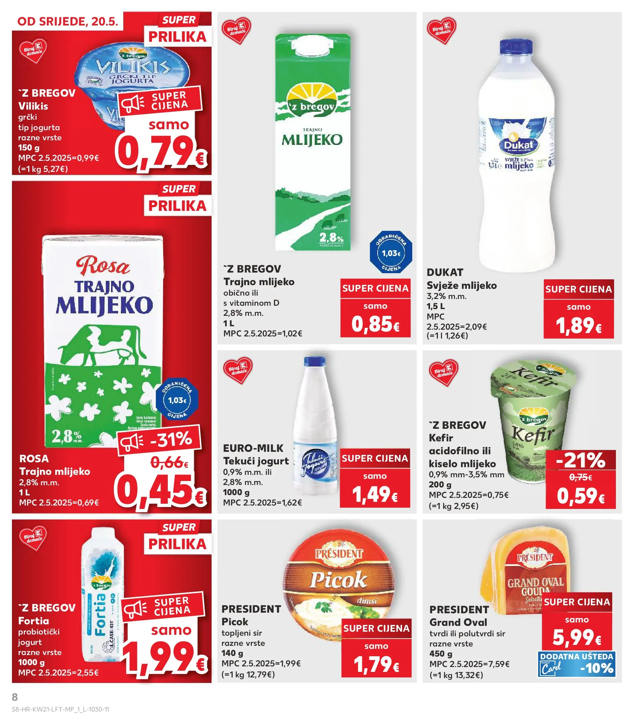 Kaufland - Kaufland katalog do 26.05.2026 novi od 19.05.2026 na listanje > letak digitalni | Stranica: 8 | Proizvodi: Sir, Jogurt, Trajno mlijeko, Gouda