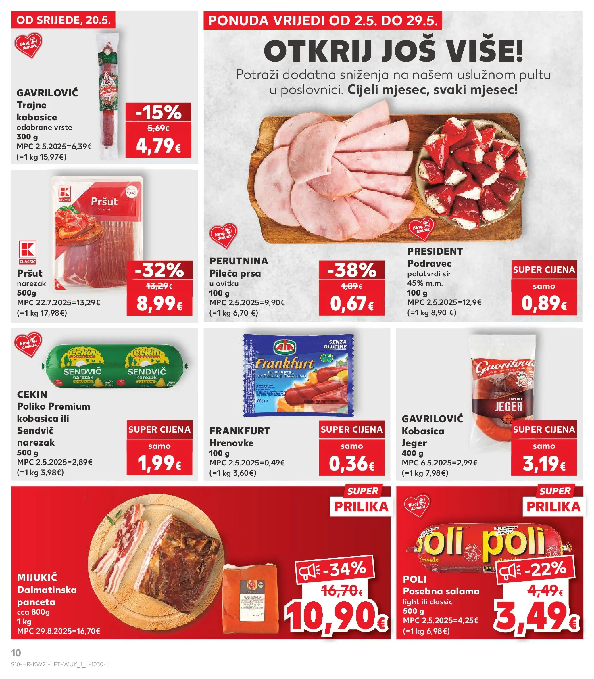 Kaufland - Kaufland katalog do 26.05.2026 novi od 19.05.2026 na listanje > letak digitalni | Stranica: 10 | Proizvodi: Sir, Hrenovke, Narezak, Pileća prsa