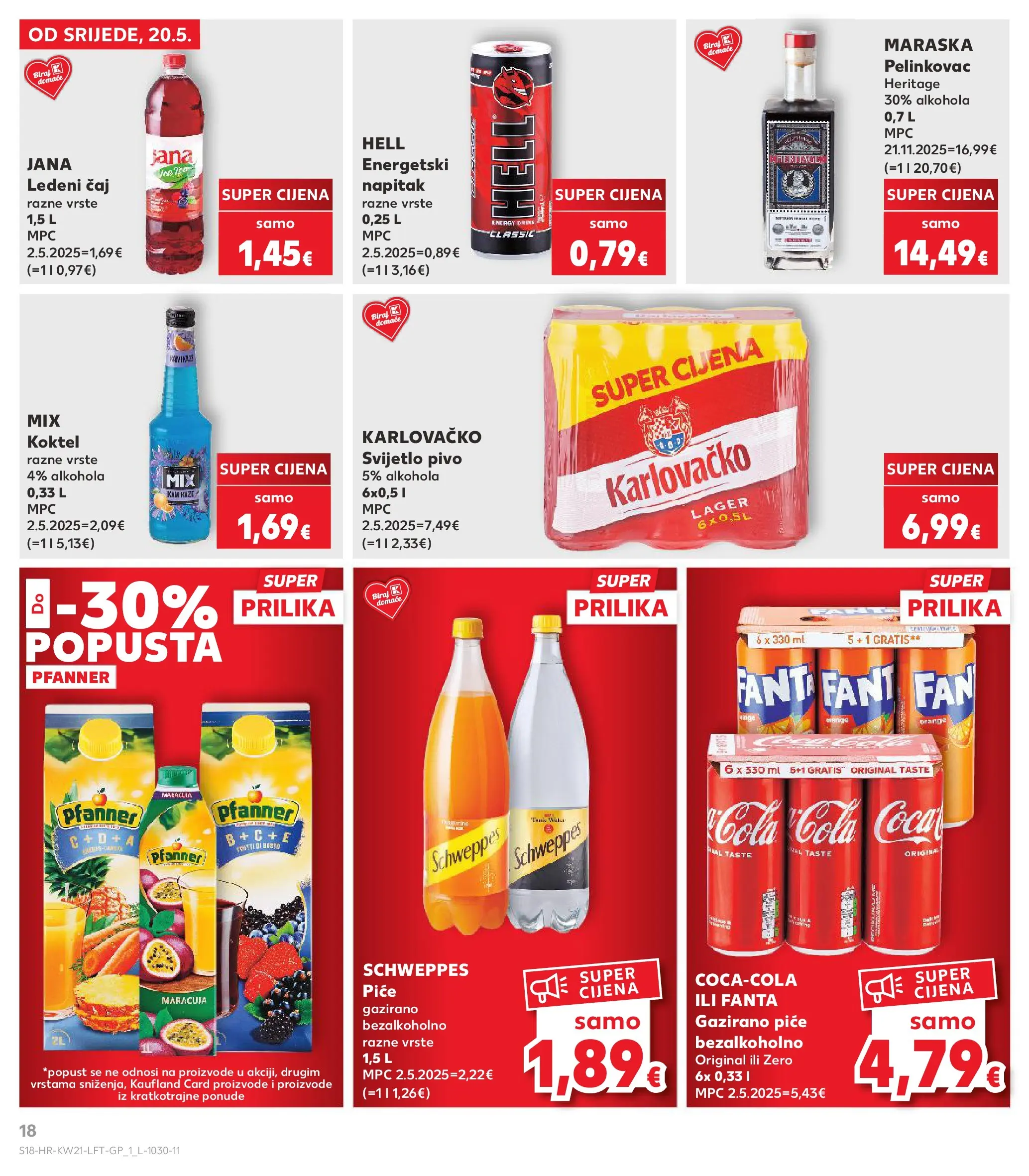 Kaufland - Kaufland katalog do 26.05.2026 novi od 19.05.2026 na listanje > letak digitalni | Stranica: 18 | Proizvodi: Pelinkovac, Fanta, Ledeni čaj, Čaj
