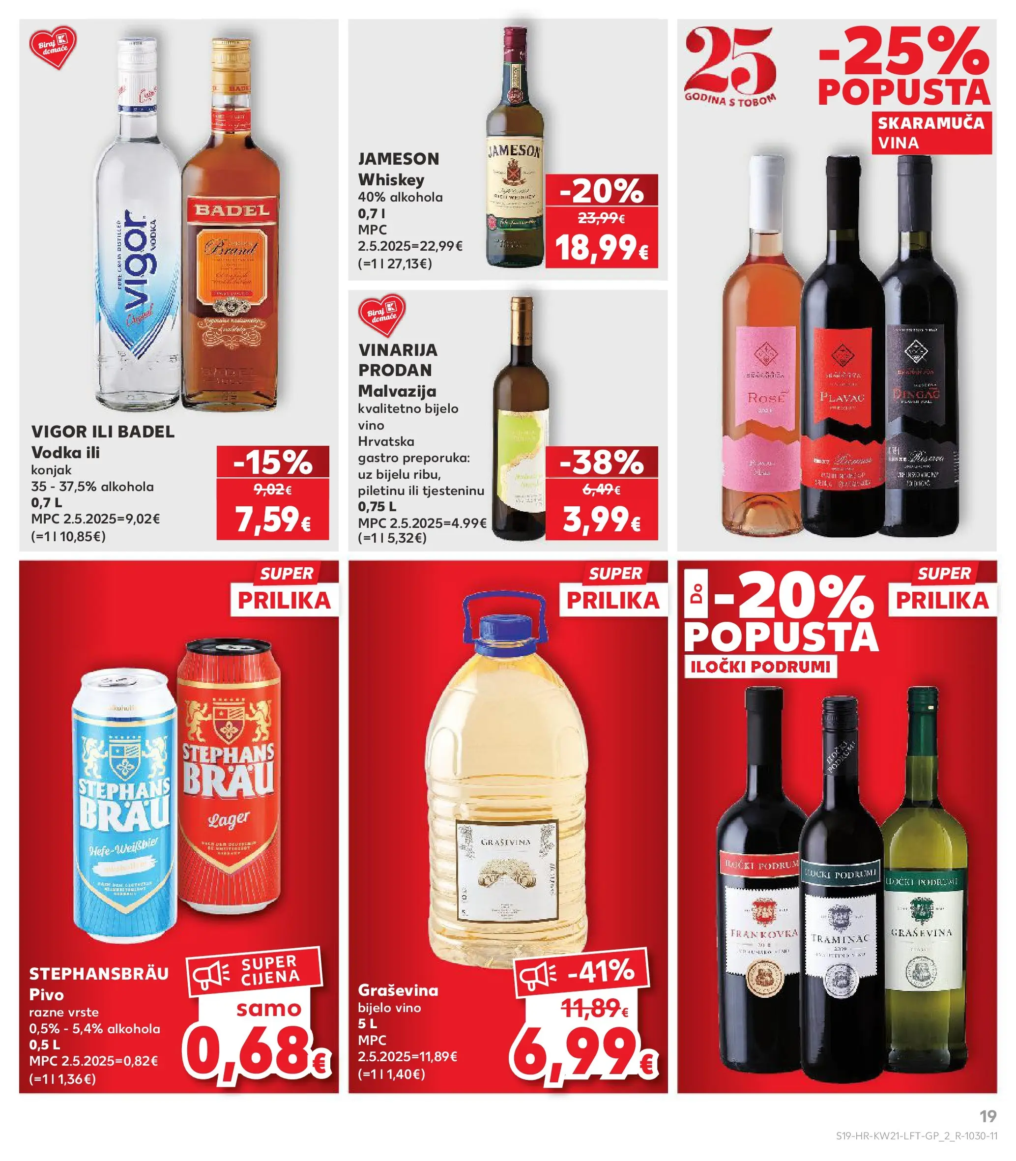 Kaufland - Kaufland katalog do 26.05.2026 novi od 19.05.2026 na listanje > letak digitalni | Stranica: 19 | Proizvodi: Bijelo vino, Jameson, Vino, Vodka