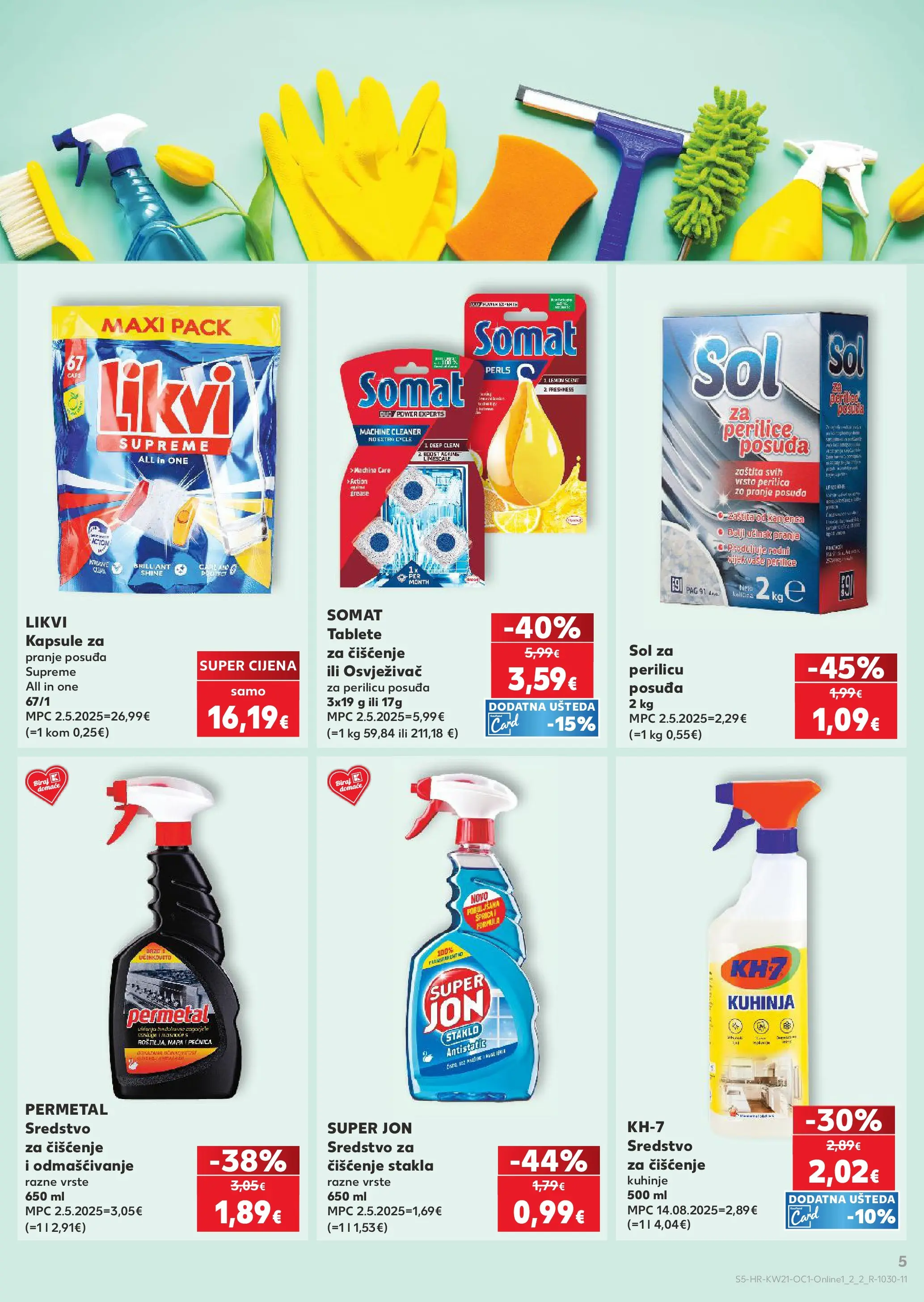 Kaufland - Kaufland katalog do 26.05.2026 novi od 19.05.2026 na listanje > letak digitalni | Stranica: 5 | Proizvodi: Sol za perilicu posuđa, KH-7, Sol, Kuhinja