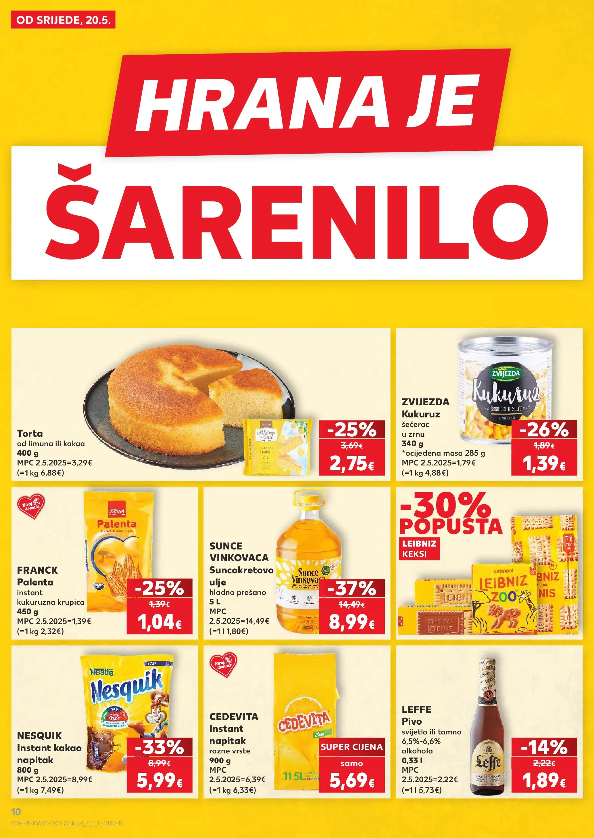 Kaufland - Kaufland katalog do 26.05.2026 novi od 19.05.2026 na listanje > letak digitalni | Stranica: 10 | Proizvodi: Suncokretovo ulje, Krupica, Nesquik, Torta